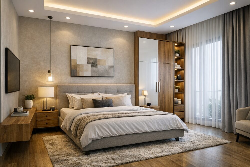 Modern bedroom interior design in Bangalore